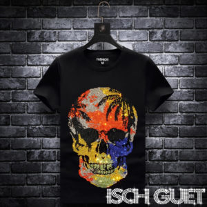 Coloured Rhinestone Skull T-Shirt