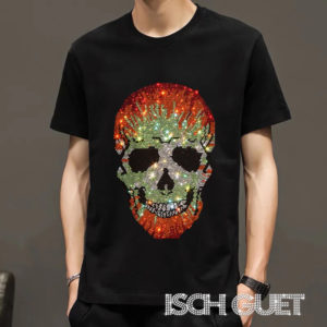 Rhinestone Orange Skull Men's T-Shirt