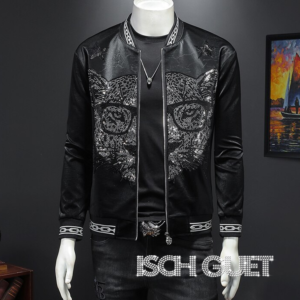 Rhinestone Tiger Face Men's Jacket