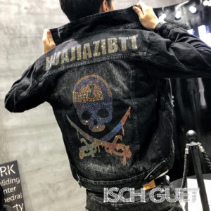 Skull and Bones Glitzer Denim Jacket