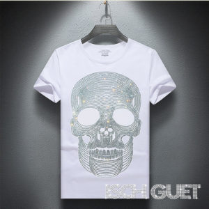 Rhinestone Wavy Skull Men's T-Shirt