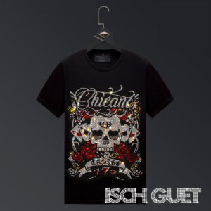 Skulls and Roses Rheinstone Men's T-Shirt