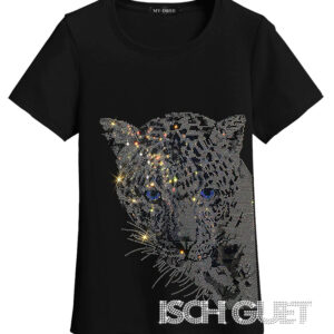 Rheinstone Leopard Head Women's T-Shirt