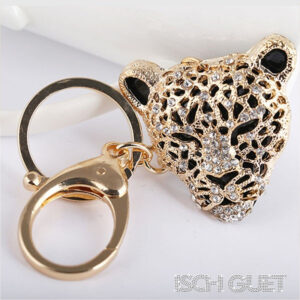 Glitzer Leopard Face Keychain