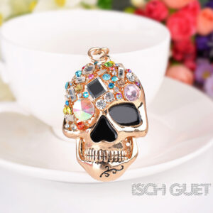 Glitzer Vintage Colourful Skull Keychain