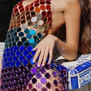 Glitter Backless Colorful Sequins Women's Mini Dress