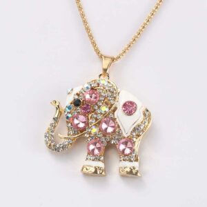 Glitzer Cute Lucky Pink Elephant Necklace Pendant