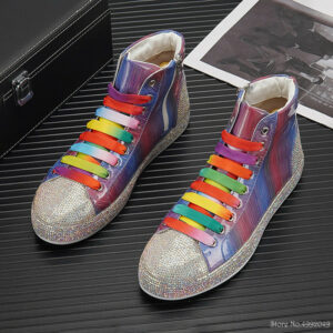 Glitter Designer Rainbow Men's High Tops Sneakers