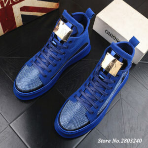 Glitter Luxury Rhinestone Metal Plate Men's Tops Sneakers