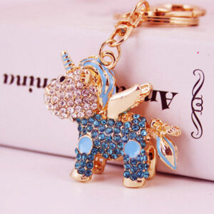 Glitter Shiny Rhinestone Cartoon Unicorn Keychain