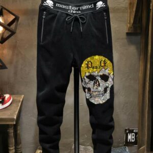 Glitter Yellow Skull Men's Sweatpants