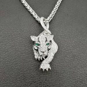 Glitzer Creeping Tiger Pendant Necklace