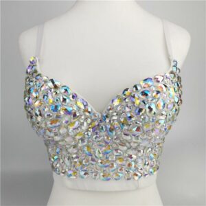 Glitter Women's Colored Rhinestone Bustier Crop Top