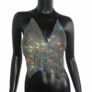 Shiny Rhinestone Women's Crop Top