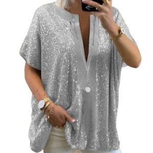 Glitter Women's Sequined Loose Top T-shirt