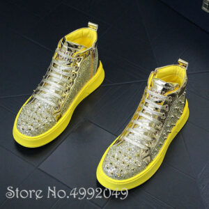 Glitter Bling Studded Men's High Top Sneakers