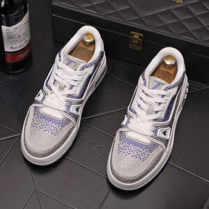 Glitter Rhinestone Patchwork Lace Up Men's Sneakers