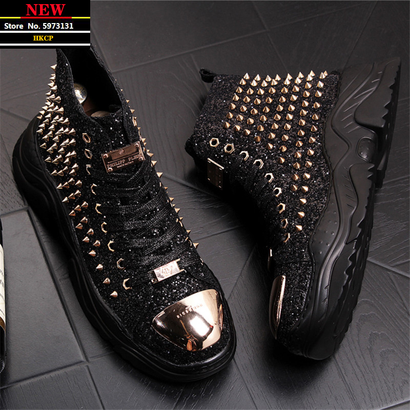 Luxury Rhinestones Men Sneakers Hip-hop Casual Trainers Shoes