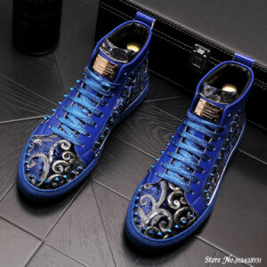 Shiny Rivet Fashion High Top Men's Sneakers