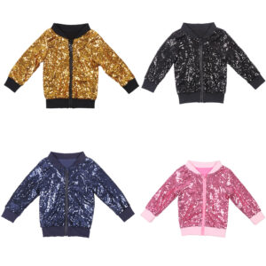 Glitzer Sequin Kid's Round Collar Unicorn Jacket