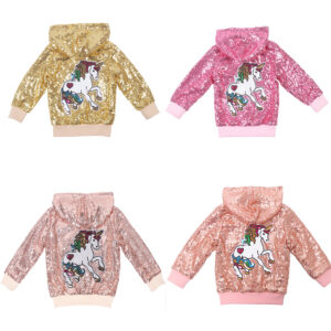 Glitzer Sequin Kid's Hooded Unicorn Jacket