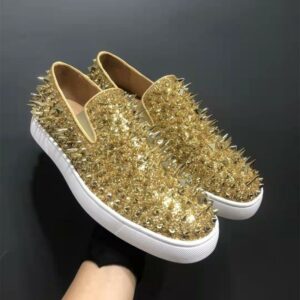 Glitter Luxury Men's  Loafers Men Spikes Shoes