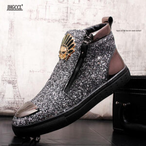 Glitter Men's Skull Glam Rivet Sneakers