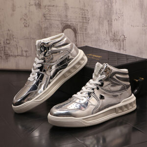 Shiny Glitter Gold Silver Men's High Tops Sneakers