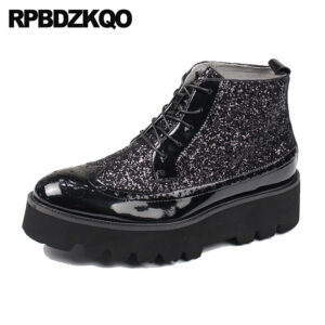 Glitter Rheinstone  High Top Platform Men's Booties