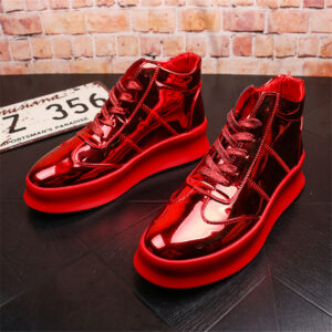 Shiny Men's High-Top Designer Sneakers