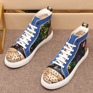 Glitter Gold Rivet Designer  Men's Casual Sneakers