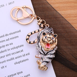 Glitter Tiger Rhinestone  Keychain