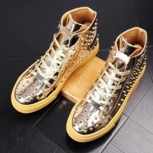 Shiny Glam Rivets Men's Ankle Boots