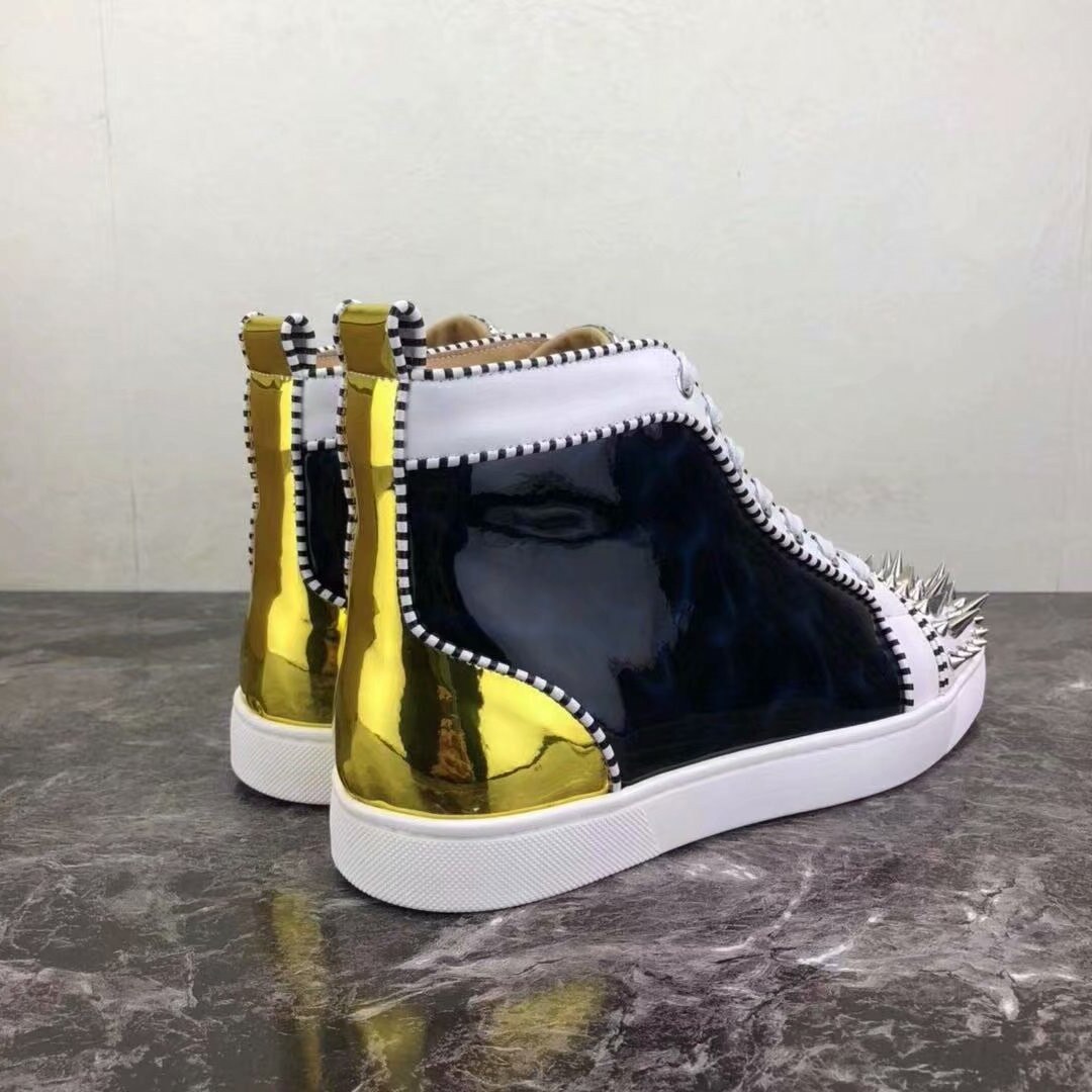 Men Studded Rivet Spike Lace Up High Tops Shoes Causal Flats