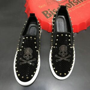 Glitter Sparkly Luxury Brand Skull Men's Loafers