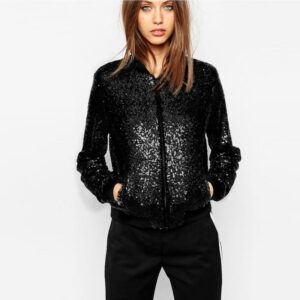 Glitter Fab Women Sequin Coat Bomber Jacket