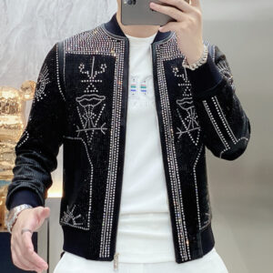 Glam Glitter High Quality Luxury Full Rhinestones Men's Jacket